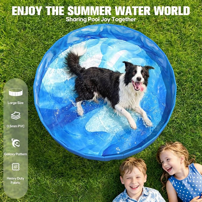 2026 Foldable Dog Kiddie Pool,Portable Hard Plastic Dog Pool,Thickened Kids Swimming Pool For Small Dogs,Collapsible Pet Pool,NonSlip Foldable Plastic Dog Wading Pool,Bathtub For Puppy,48*12in