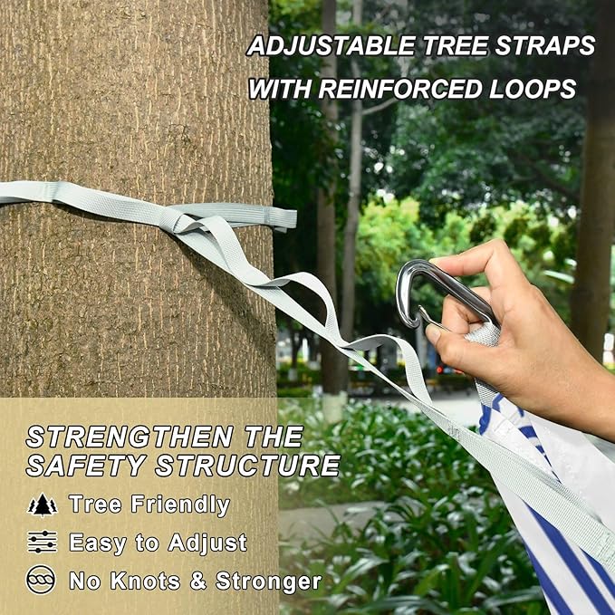 Seamless Borders 330lb Capacity Camping Hammocks with Tree Straps Cloth Hammock for Outside Patio Backyard Poolside hamaca para acampar