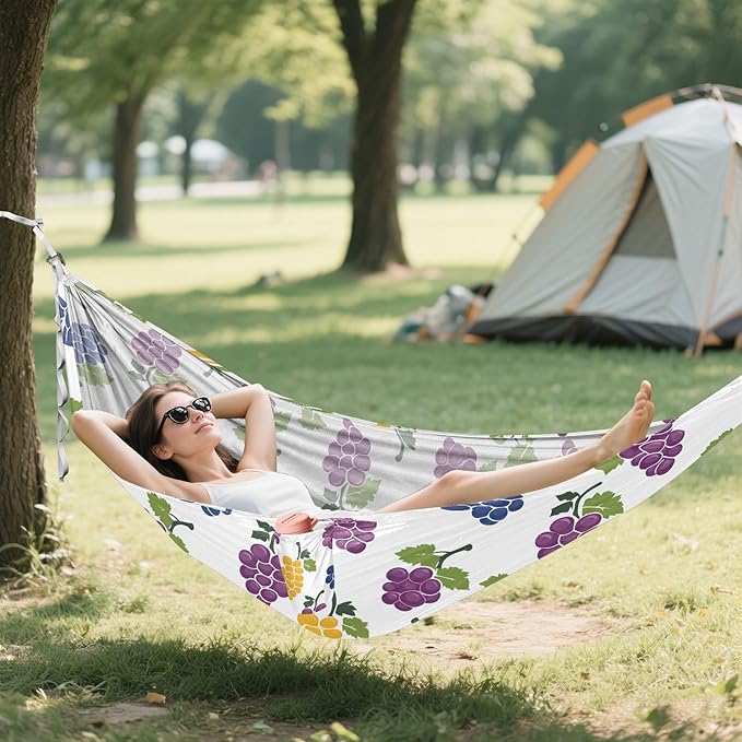Camping Hammock Outdoor Hammocks for Outside Purple Yellow Blue Grapes Beach Trees Portable Lightweight with Pockets Tree Straps Indoor Small