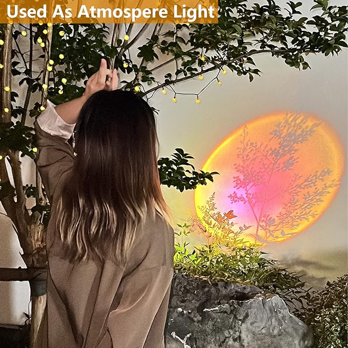 GOODFOEVER Solar Rock Lights(2pcs) Sunset Projection Lights Atmosphere Night Light Solar Powered Garden Lights Outdoor Decorative Waterproof LED Spotlight for Pathway, Walkway, Yard, Patio