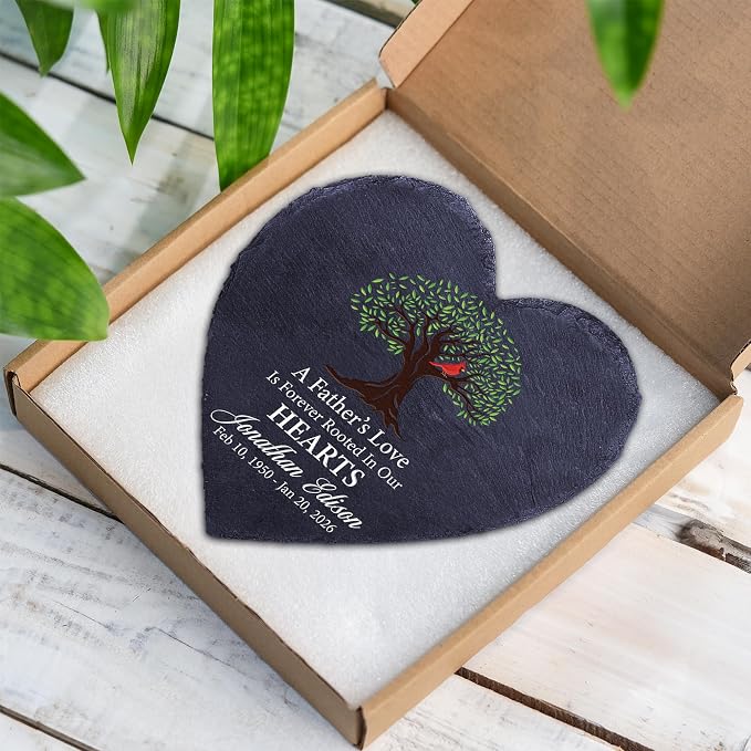 Personalized Memorial Garden Stone for Loss of Loved One, Garden Stones in Memory of Dad Mom, Sympathy Gift, Weatherproof Outdoor Memorial Plaques Stones for Grave, Remembrance Natural Stone