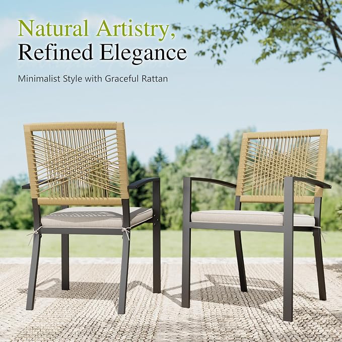 Sophia & William Outdoor Dining Set for 4, 37" Square Table, Wicker Chairs | 5 Piece Patio Dining Set, Square Patio Dining Table Set with Patio Wicker Chairs for Garden, Porch, Deck