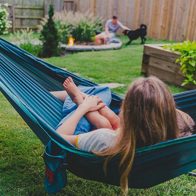 GRAND TRUNK TrunkTech Double Hammock | Ultra-Strong & Lightweight | 11 ft Hammock with Ripstop Nylon | 500 lb Capacity | Fast-Drying & Weather-Resistant | Wild Forest