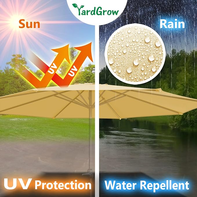 YardGrow 11.5ft 8 Ribs Umbrella Canopy Replacement for Patio Umbrella, Frame NOT Included, Umbrella Replacement Canopy ONLY