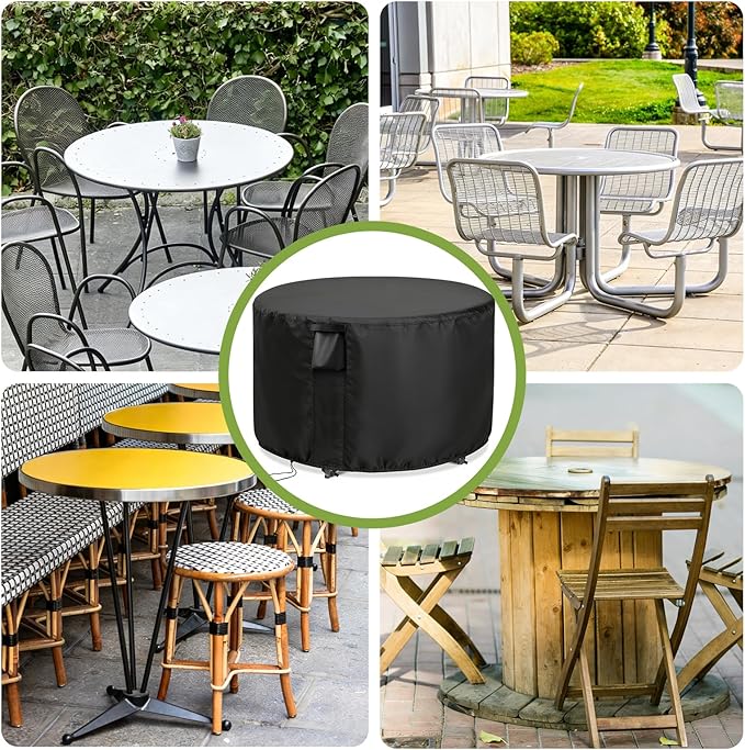 Patio Furniture Covers Round, 36 Inch Outdoor Round Dinner Table Cover Waterproof, Rounds Patio Coffee Table Cover for All Weather Resistant - 36 x 28 Inch