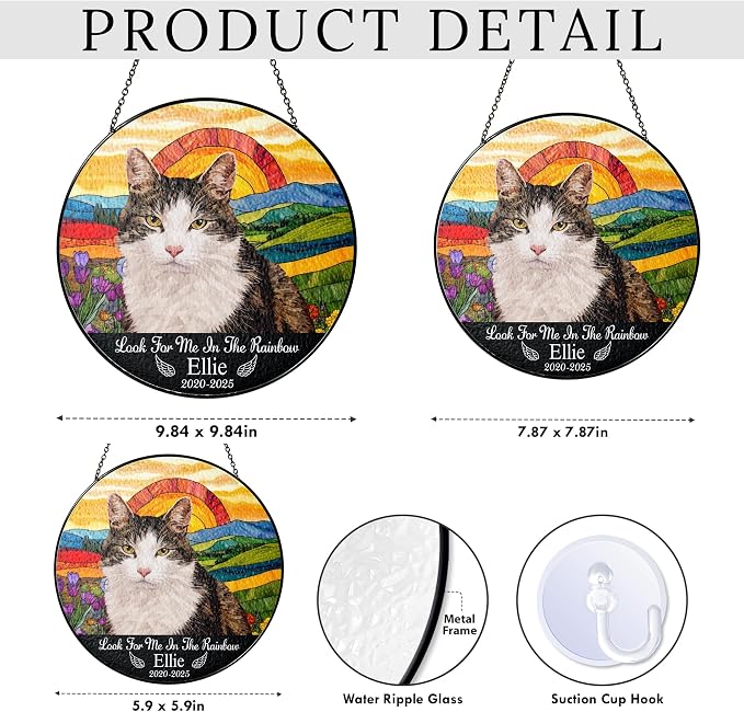 Personalized Pet Memorial Gifts for Dogs and Cats – Custom Pet Suncatcher Keepsake – Loss of Pet Sympathy Gift – Stained Glass Dog Memorial Ornament – Pet Remembrance Gift