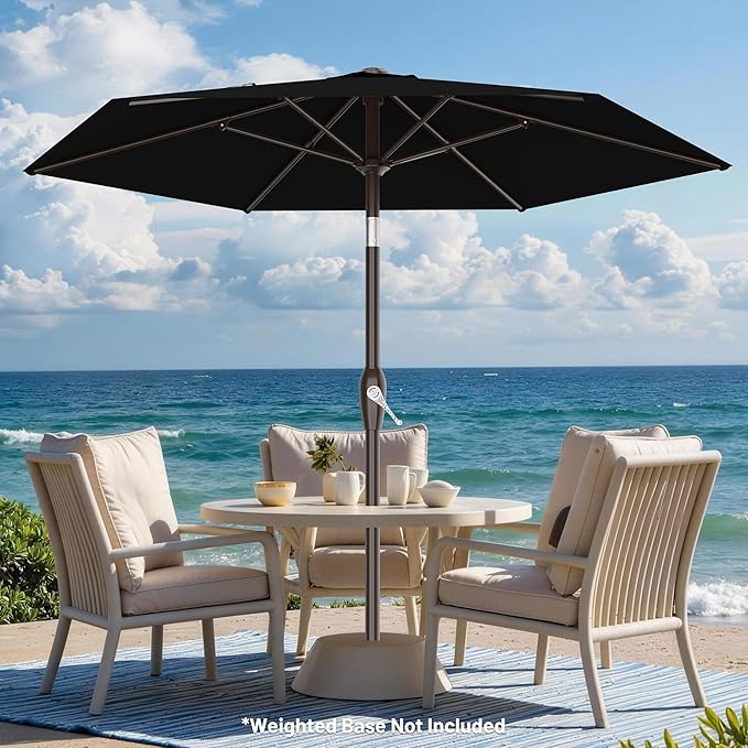 AreShark 7.5FT Patio Umbrella Table Market Umbrella w/Tilt and Crank, Heavy-Duty Outdoor Umbrellas for Pool, Deck, Garden and Backyard, Black