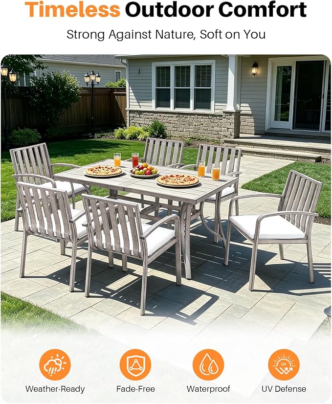 Patio Dining Chairs Set of 2, Never Rusts Aluminum Outdoor Dining Chairs with Thick Cushions, Deep Seating Outdoor Patio Chairs for Table, Sturdy Patio Furniture for Deck, Balcony, Garden
