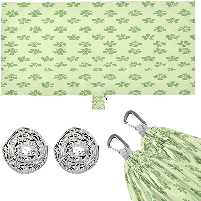 Hammocks for Outside Shamrock Leaves Camping Hammock Portable Hammocks with Tree Straps and Carry Bag Camping Accessories for Hiking Beach Outdoor