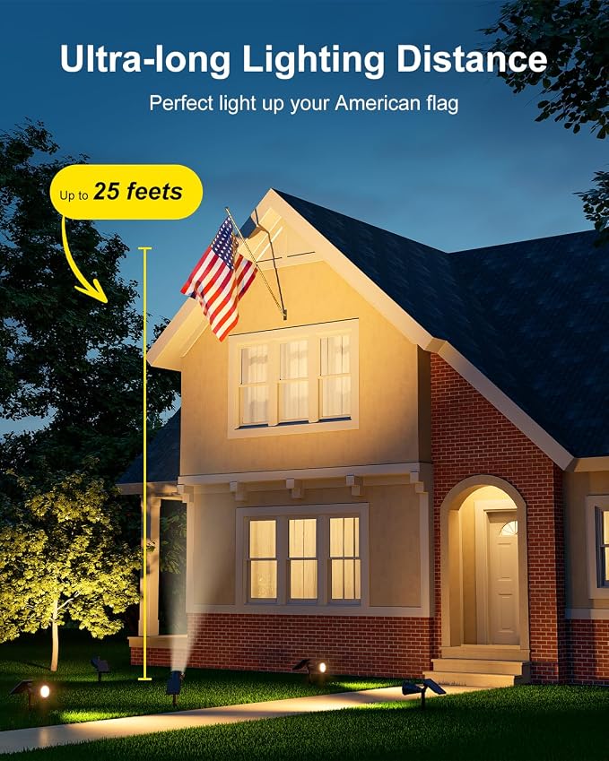 4 Pack Solar Powered Spotlights Waterproof Outdoor for Christmas Decorations, Tree, Santa Claus, Snowman, Christmas Ambient Outdside Spot Landscape Lights for Wall, Garden, Yard, Sidewalk, Warm White