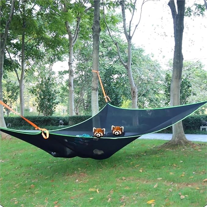 Camping Hammock， Multi Person Tree Hammock with 4 Ratchet Tie Down Straps & Net Pocket