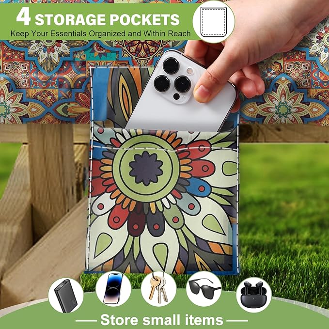 Fitted Picnic Table Cover with Bench Covers Waterproof Elastic Edges Rectangle Patio Tablecloth Outdoor Camping Essentials Stuff Rv Accessories Summer Travel Trip Camper Gifts for Woman Men, 96in 8 ft