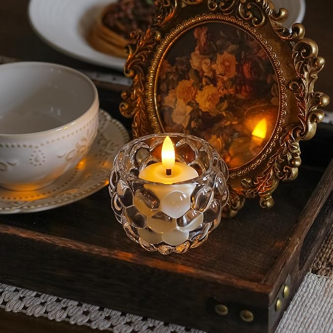 Small Flickering Tea Light Flameless Candles with Battery and Remote,1.5" x2.5" Ivory LED 2/4/6/8H Timer Votive Battery Operated Pillar Plastic Long Lasting 9pcs Tealight Candles