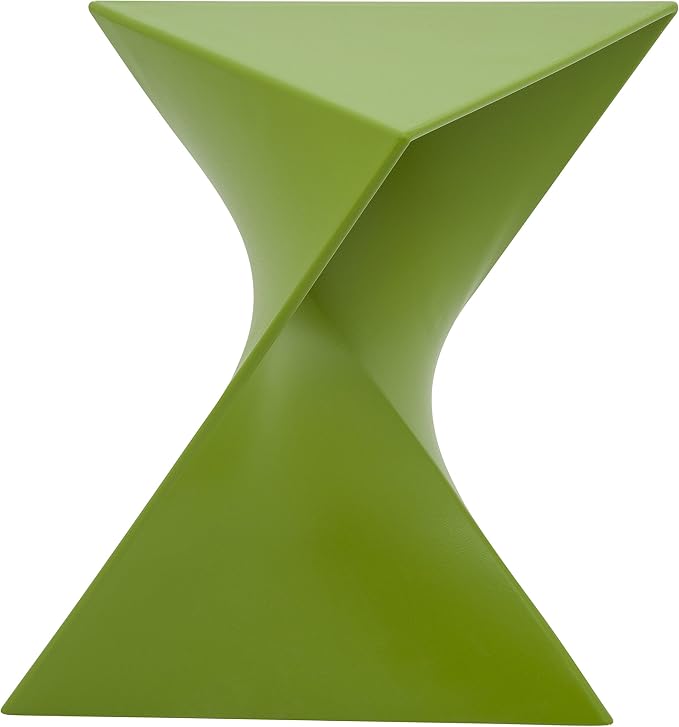 LeisureMod 15.75" Triangular Side Table, Stackable Plastic Accent End Table for Indoor & Outdoor Use, Weather-Resistant Modern Patio & Living Room Table, Set of 2, Green