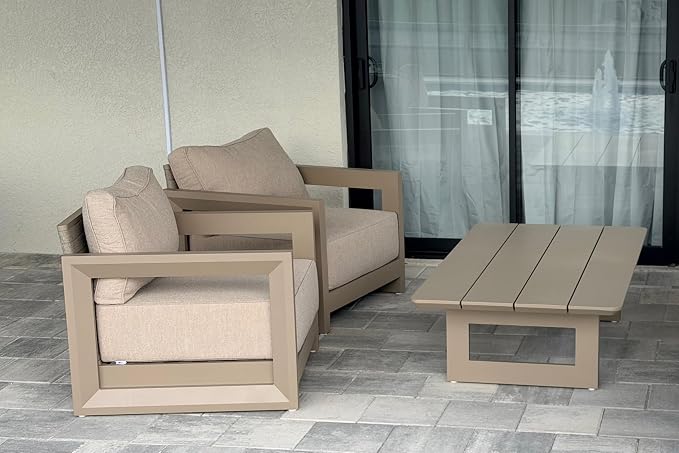 PURPLE LEAF Patio Furniture Set Open-End Outdoor Couch with 9.6" Thick Cushion and Soft Pillows 8 Piece Outdoor Sectional Sofas with Table Modern Patio Conversation Sets for Yard Porch Deck, Khaki