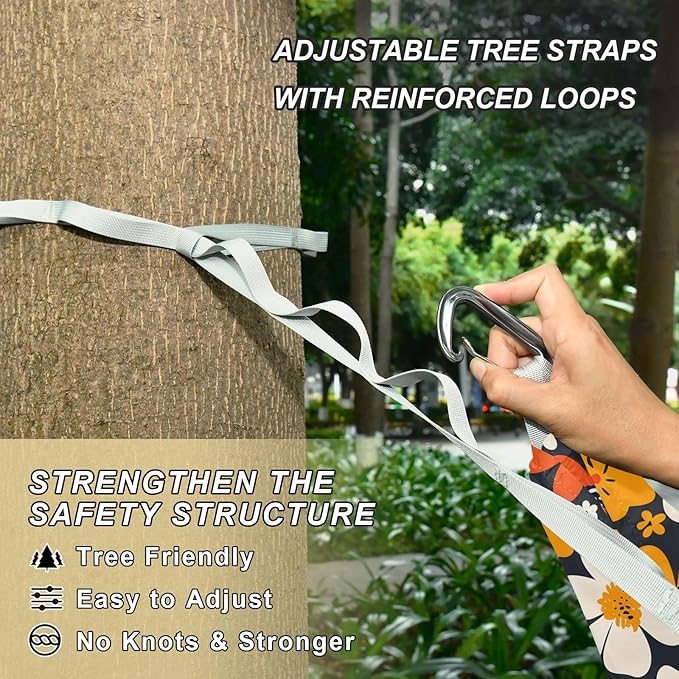 Camping Hammock Outdoor Hammocks for Outside Summer Flower Beach Trees Portable Lightweight with Pockets Tree Straps Indoor