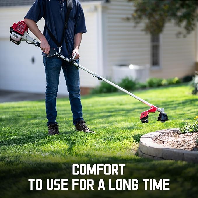 PowerSmart 25.4cc Gas Weed Wacker, String Trimmer/Edger 16-Inch with 10-Inch Brush Cutter for Grass Cutting 18lb Gas Trimmer
