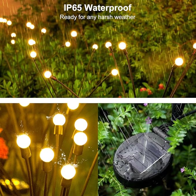 Solar Garden Lights, 2 Pack Solar Lights for Outside, Solar Lights Outdoor Waterproof, Solar Swaying Lights in Wind, Firefly Lights for Garden, Landscape, Pathway, Yard, Patio, Outdoor Decorations