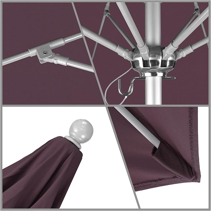 California Umbrella 7.5' Rd. Venture Series Contract Grade Patio Umbrella, Push Open Pin Stop, Silver Finish, Solution Dyed Purple