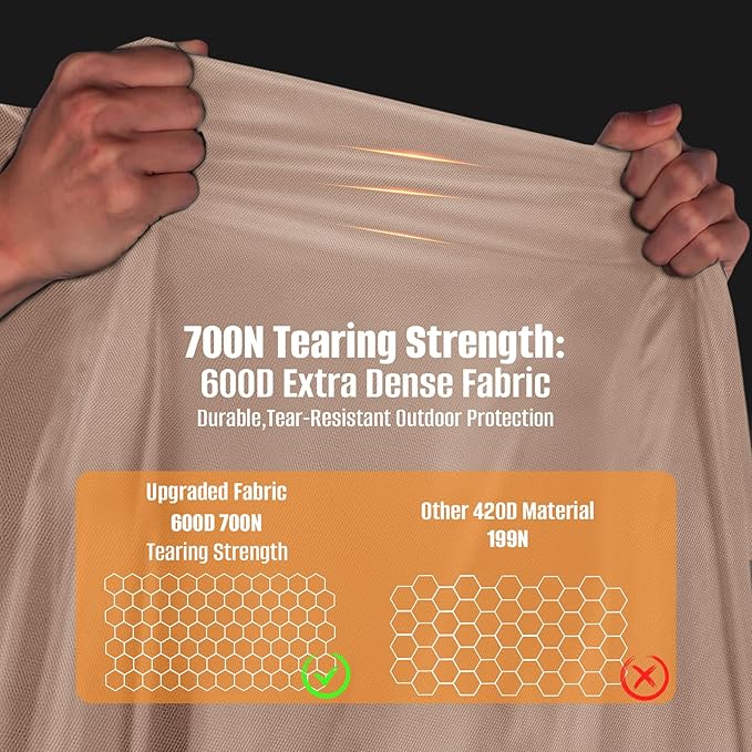 Round Patio Table Cover 84 Inch - 600D Outdoor Furniture Cover Waterproof Heavy Duty Tear Resistant, Lawn Furniture Set Covers Large for Outside Dining Table and Chairs Seating-84" DIAx28 H, Khaki