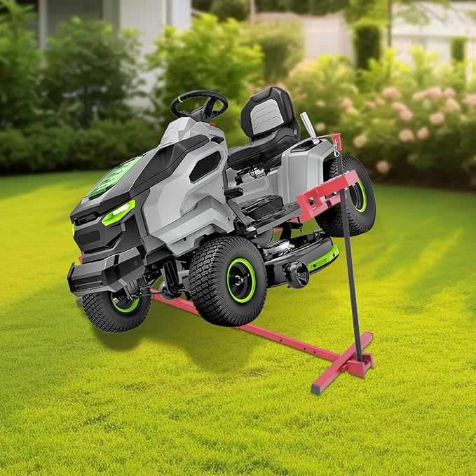 Lawn Mower Lift, 29 Inch Lawn Mower Lift Tool Adjustable Movable Lawn Mower Lift Solid Carbon Steel Lawnmower Lifting Machine for Riding Lawn Mower, Zero Turn Lawn Mowers (Regular Red)