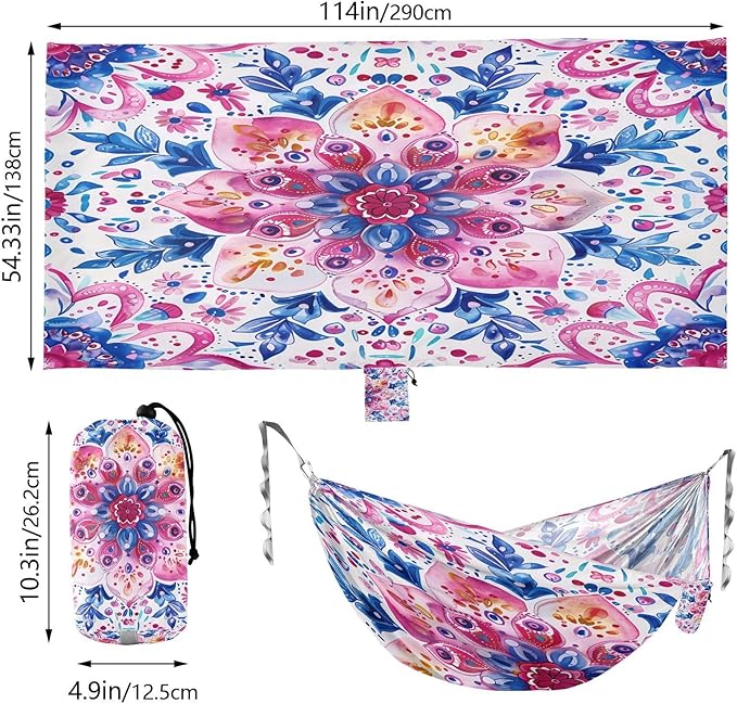 Hammocks for Outside Boho Designs Camping Hammock Portable Hammocks with Tree Straps and Carry Bag Camping Accessories for Hiking Beach Outdoor