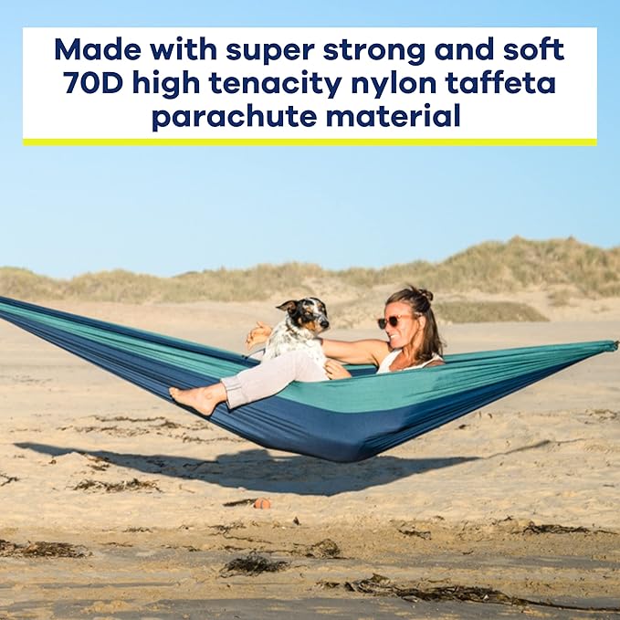 Adventure Camping Hammock & Hammock Straps by Yellow Leaf Hammocks - Fits 1-2 PPL, 400lb max, Weathersafe, Super Strong, Easy to Hang, Ultrasoft, Easy to Pack - Color: Blue & Green