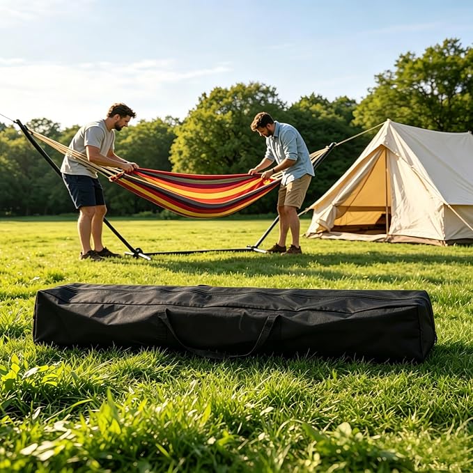 Klmnop 800D Heavy Duty Hammock Storage Bag, 63''L x 10''W x 10''H Portable Steel Hammock Stand Waterproof Carrying Bag with Handle for Storage Traveling(Black)