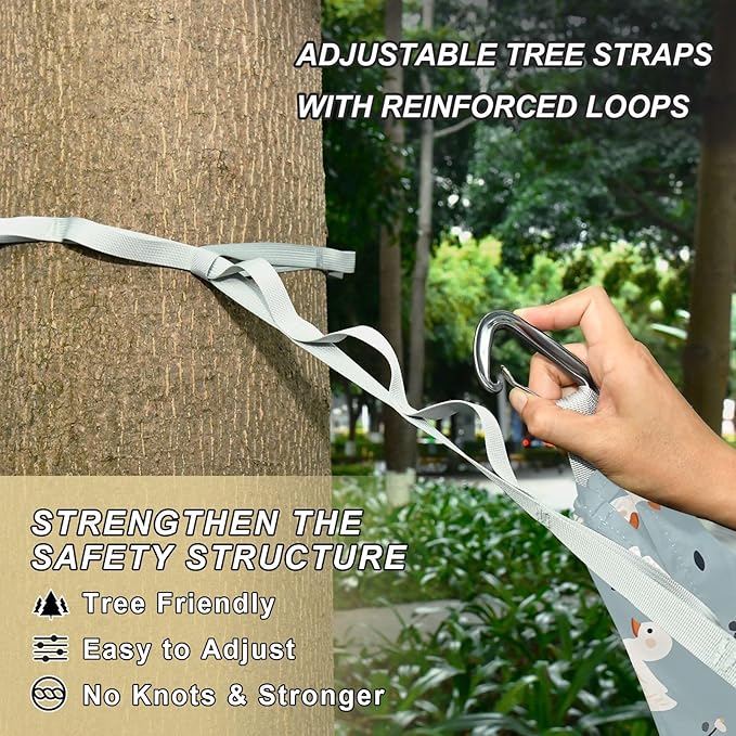 Camping Hammock Outdoor Hammocks for Outside Duck Flower Beach Trees Portable Lightweight with Pockets Tree Straps Indoor