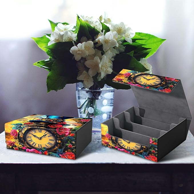 Large Card Deck Box for MTG, Fits 1200+ Sleeved Cards, PU Leather Storage Case with Strong Magnetic Closure, Multiple Colors for TCG CCG Baseball Card Collections, Sunflower Yellow Cow