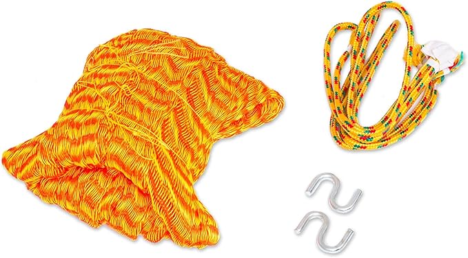 NOVICA Bright Orange Yellow Hand Woven Nylon Mayan 2 Person XL Rope Hammock, 'Daffodil Dreams' (Double)