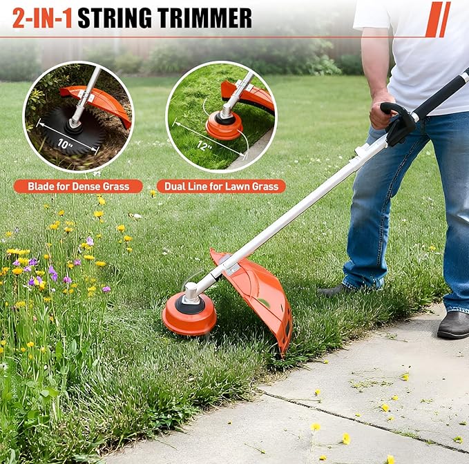 Baotree 52cc 3 in 1 Multi Functional Trimming Tools, 2-Stroke Brush Cutter Gas Powered,Gas Weed Eater Trimmer with 3 Detachable Trimming Heads for Weeds and Grass
