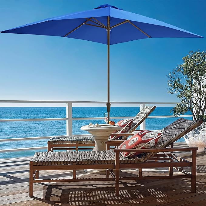 Ayge 8x10FT Large Rectangular Patio Umbrella Outdoor Table Umbrella w/Crank Rectangle Market Umbrella UV Protection for Garden, Deck,Lawn,Yard & Pool,blue