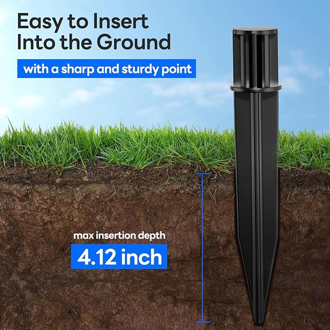 8 Pack Reinforced Ground Stakes, 0.75" x 5.12" Solar Lights Spikes, ABS Plastic Replacement Nails for Pathway Garden Torch Lights