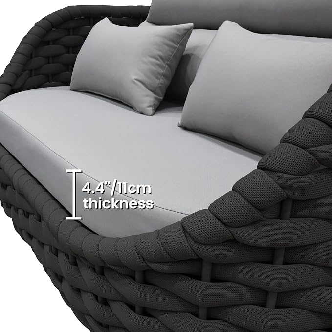 Outdoor 4 PCS Patio Conversation Set, All-Weather Wicker Patio Couch Sofa with Waterproof Thick Cushion Coffee Table for Porch, Balcony Mix Color