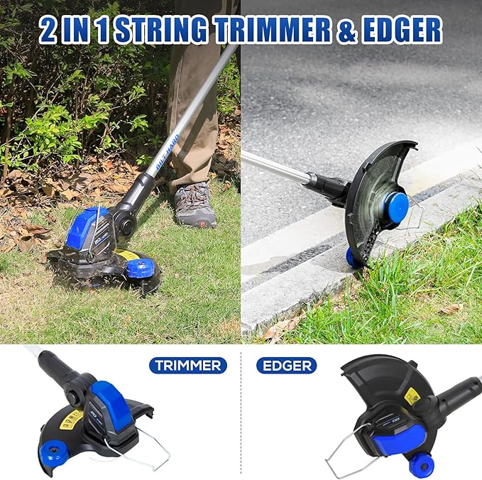 BILT HARD 20V Cordless Weed Wacker & Blower Combo with 2 x 4.0Ah Batteries and Dual Charger, 12'' Electric String Trimmer Edger and Leaf Blower Combo Set