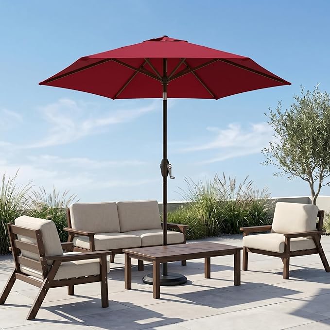 7.5ft Patio Umbrella, Outdoor Table Market Umbrella with Smooth Crank Lift, 6 Windproof Fiberglass Ribs, UPF50+ UV Protection for Deck, Pool, Garden and Backyard
