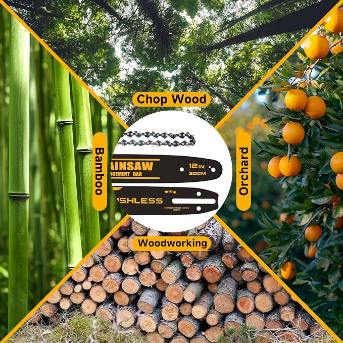 12-Inch DWZCSB12 Chainsaw Guide Bar and DWO1DT612 Saw Chains, Durable Guide Bar Compatible with DEWALT Chainsaw DCCS620, DCCS620B, DCCS620P1