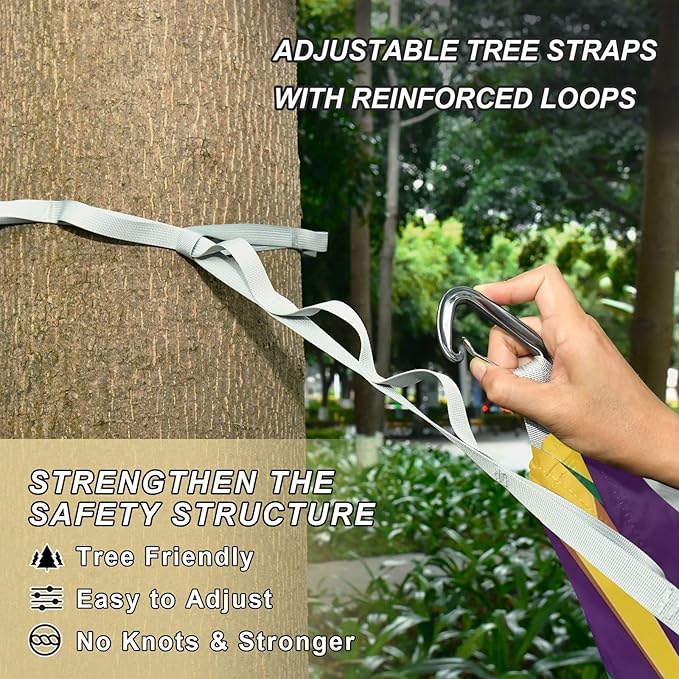 Mardi Gras Carnival Tie Masks Hats Outdoor Hammock with Tree Straps Tree Hammock for Outside Beach Patio Garden