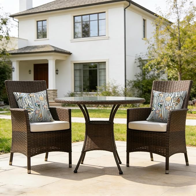 LVTXIII 2 Pack Outdoor Pillows 18x18 Inch, Square Throw Pillows with Inserts, Decorative Water-Repellent Pillow Cushions for Patio Furniture and Garden Sofa, Cabana Shells