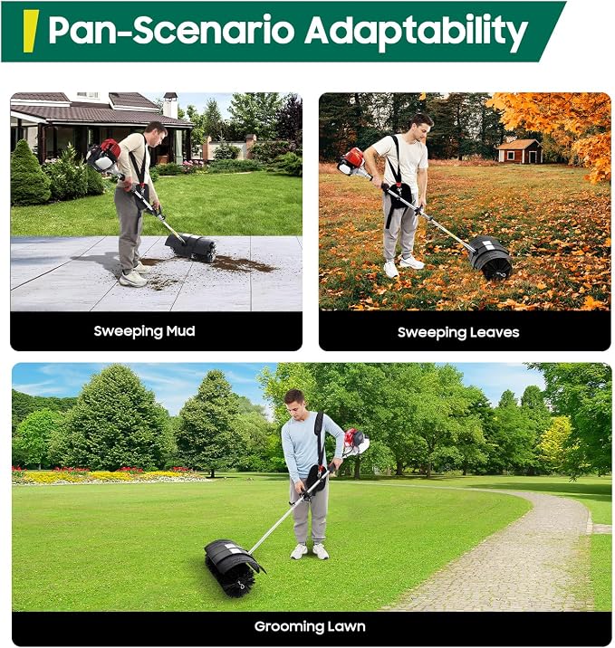 4 Stroke Handheld Sweeper Broom, Engine Power Lawn Sweeping Broom, Snow Cleaner Tools for Grooming Lawns On Farms, Streets, Parks