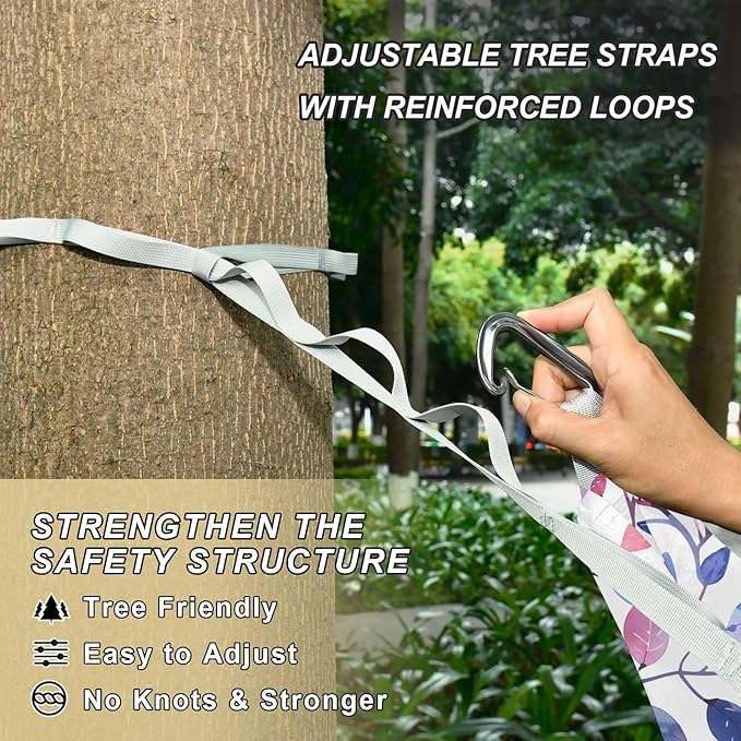 Camping Hammock Outdoor Hammocks for Outside Watercolor Vine Beach Trees Portable Lightweight with Pockets Tree Straps Indoor