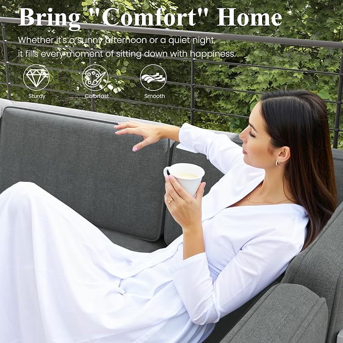 LayinSun 10 Pieces Modern Aluminum Patio Furniture Set with Coffee Table, Outdoor Modular Sectional Conversation Set L-Shaped Sofa for Backyard