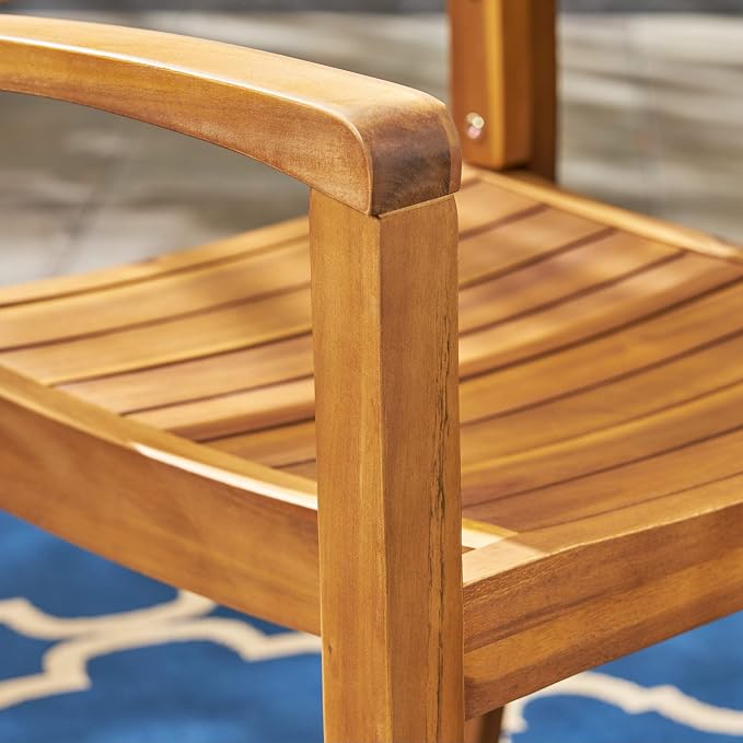 Christopher Knight Home Payne Outdoor 4-Seater Round Acacia Wood Dining Set, Teak Finish