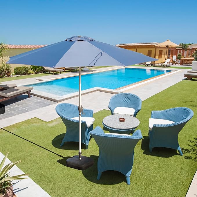 Domi 10FT Patio Umbrella, Outdoor Table Umbrella with Aluminum Pole, UV Protection Waterproof Market Sun Umbrella with Push Button Tilt and Crank for Garden, Deck, Backyard, Pool (Navy Blue)