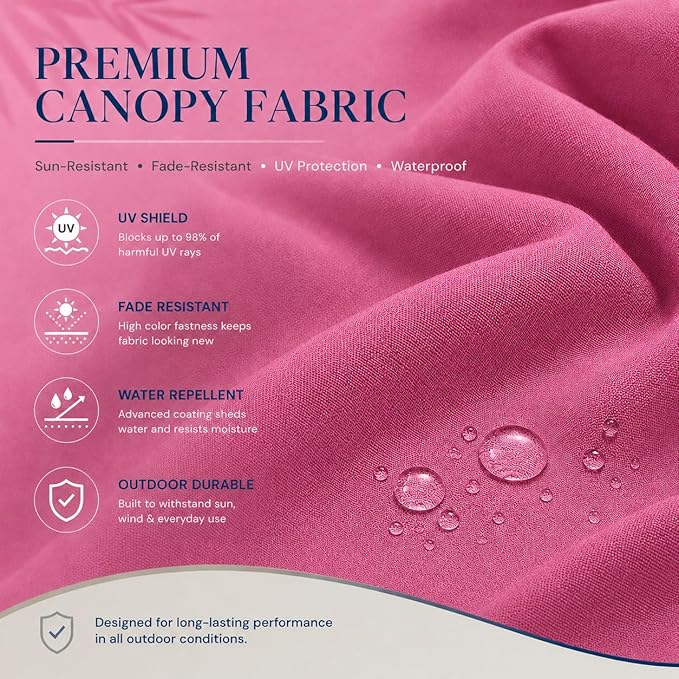 10ft Patio Umbrella, 3-Tier Vented Outdoor Table Umbrella with 8 Sturdy Fiberglass Ribs, Windproof Market Umbrella with Push Button Tilt and Crank, UV Protection for Deck, Pool, Rose Pink