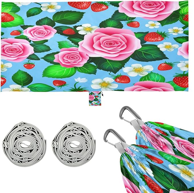 Hammocks for Outside Roses Camping Hammock Portable Hammocks with Tree Straps and Carry Bag Camping Accessories for Hiking Beach Outdoor