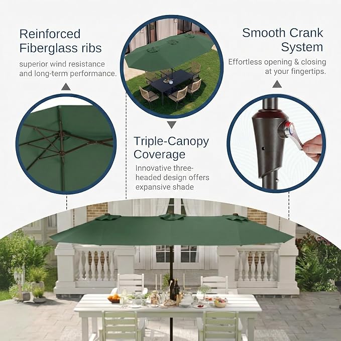 15FT Large Patio Umbrella with Base Included