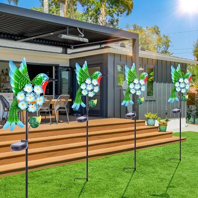Bshine Solar Lights Outdoor Garden Decoration, Hummingbird Metal Stake Waterproof Solar Lamp for Outdoor Patio, Yard Decoration Lawn Art