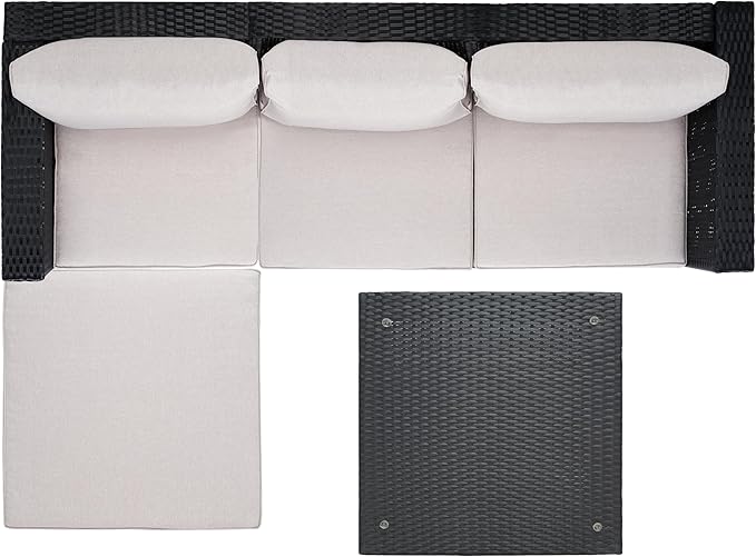 SAFAVIEH Outdoor Collection Madalina Black/Light Grey Wicker Conversation Patio Set